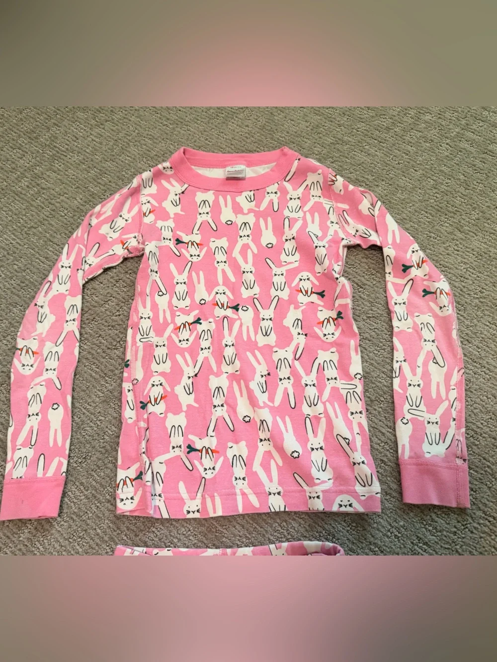 Hanna Anderson Pink Bunny Print Kids Pajama Set - Size 8